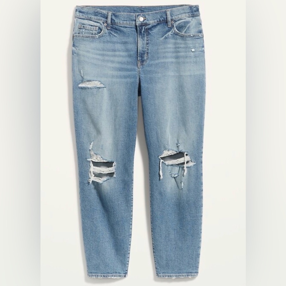 Old Navy High Rise Loose Jeans Size 14 Blue Wash Ripped Distressed Relax Fit
